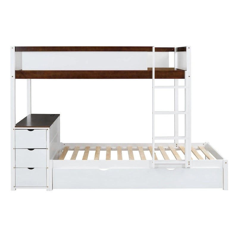 Twin-Over-Twin Bunk Bed with Twin size Trundle Bed Frames & Storage, Desk Storage Bed, Space-Saving for Kids Teens Adults