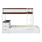 Twin-Over-Twin Bunk Bed with Twin size Trundle Bed Frames & Storage, Desk Storage Bed, Space-Saving for Kids Teens Adults