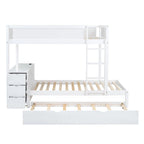 Twin-Over-Twin Bunk Bed with Twin size Trundle Bed Frames & Storage, Desk Storage Bed, Space-Saving for Kids Teens Adults