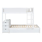 Twin-Over-Twin Bunk Bed with Twin size Trundle Bed Frames & Storage, Desk Storage Bed, Space-Saving for Kids Teens Adults