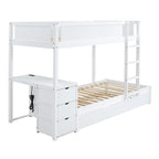 Twin-Over-Twin Bunk Bed with Twin size Trundle Bed Frames & Storage, Desk Storage Bed, Space-Saving for Kids Teens Adults