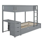 Twin-Over-Twin Bunk Bed with Twin size Trundle Bed Frames & Storage, Desk Storage Bed, Space-Saving for Kids Teens Adults