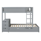 Twin-Over-Twin Bunk Bed with Twin size Trundle Bed Frames & Storage, Desk Storage Bed, Space-Saving for Kids Teens Adults