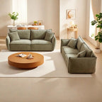 Linen 6-Seat Modular Sofa Set with 3+3 Seater Combo and Wooden Frame & 4 Pillows