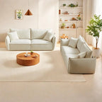 Linen 6-Seat Modular Sofa Set with 3+3 Seater Combo and Wooden Frame & 4 Pillows