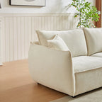 Linen 6-Seat Modular Sofa Set with 3+3 Seater Combo and Wooden Frame & 4 Pillows