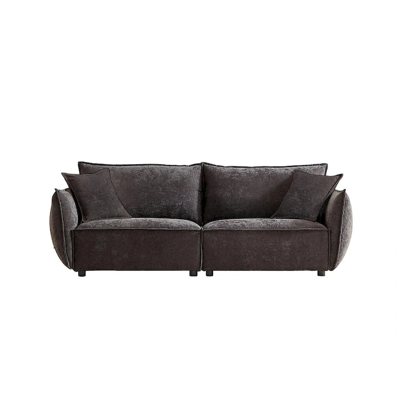 Linen 6-Seat Modular Sofa Set with 3+3 Seater Combo and Wooden Frame & 4 Pillows