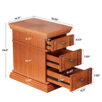 Narrow End Table with 3 Drawers, Vintage Sofa Side Table