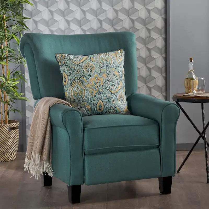 Roomfitters Manual Standard Recliner, Comfortable Lounge Chair for Living Room, Bedroom, Teal