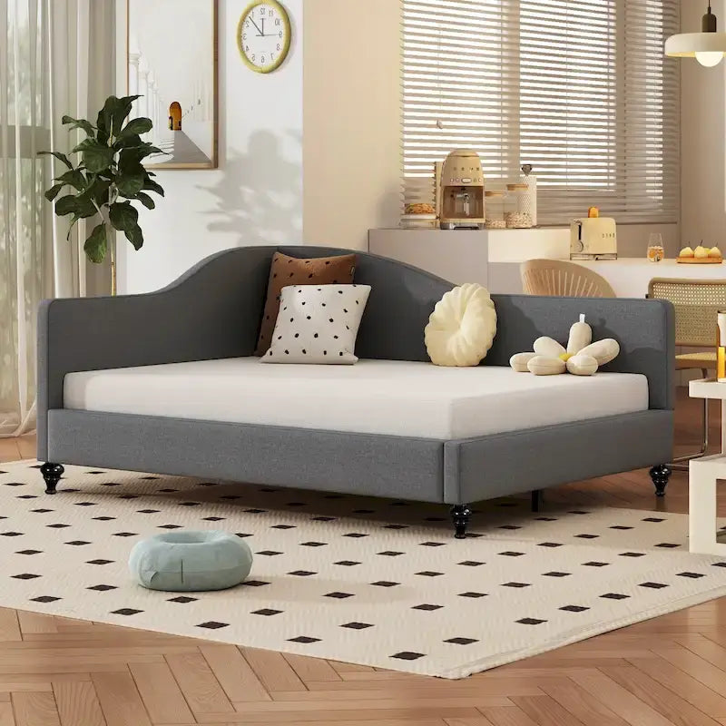 Full L-Shaped Daybed with Wood Legs