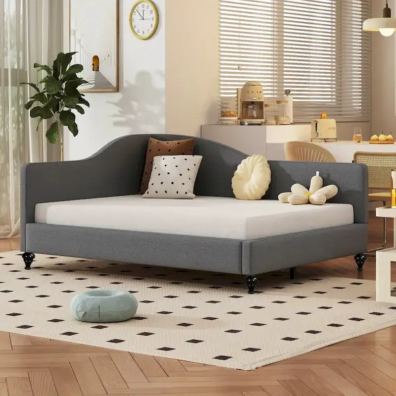 Full L-Shaped Daybed with Wood Legs
