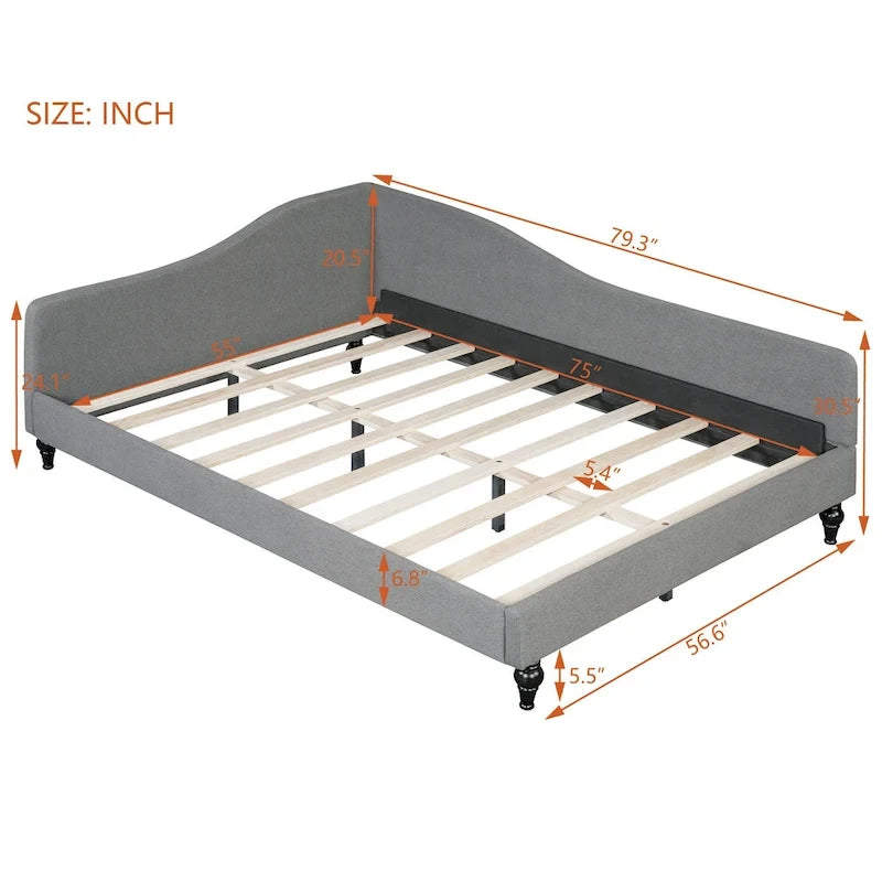 Full L-Shaped Daybed with Wood Legs