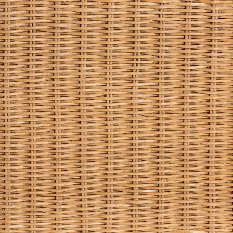 Palm Scallop Natural Rattan Ottoman with Cushion - Handwoven Wicker Bench for Living Room or Bedroom, Coastal Boho, Rectangle