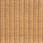 Palm Scallop Natural Rattan Ottoman with Cushion - Handwoven Wicker Bench for Living Room or Bedroom, Coastal Boho, Rectangle