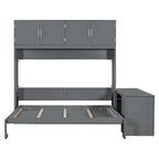 Queen Mounted Murphy Bed with Lift, Storage Cabinets & Convertible Desk