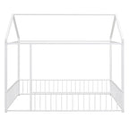 Full Size Metal Bed House Bed Frame with Fence, for Kids, Teens, Girls, Boys
