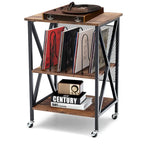 Costway 3-tier Rolling Turntable Stand Vinyl Record Storage Shelf with - See Details