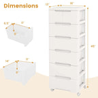 Costway 1 PCS 7-Drawer Plastic Rolling Storage Cart with 4 Universal - See Details