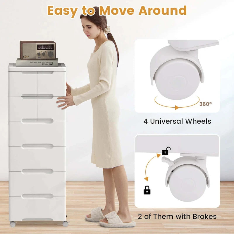 Costway 1 PCS 7-Drawer Plastic Rolling Storage Cart with 4 Universal - See Details