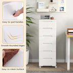 Costway 1 PCS 7-Drawer Plastic Rolling Storage Cart with 4 Universal - See Details