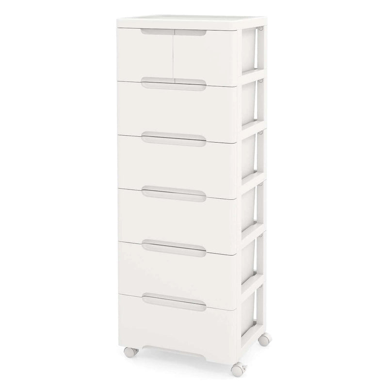 Costway 1 PCS 7-Drawer Plastic Rolling Storage Cart with 4 Universal - See Details