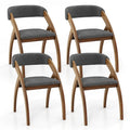 Gymax Dining Chair Set of 4 w/ Padded Cushion Curved Back Arched