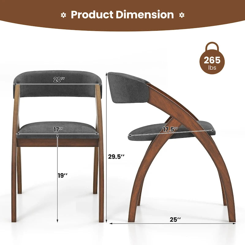 Gymax Dining Chair Set of 4 w/ Padded Cushion Curved Back Arched