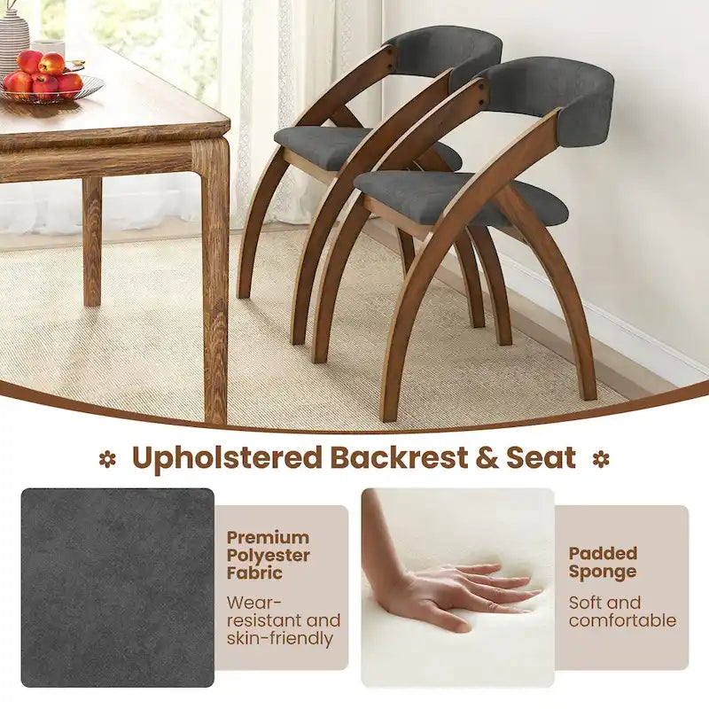 Gymax Dining Chair Set of 4 w/ Padded Cushion Curved Back Arched