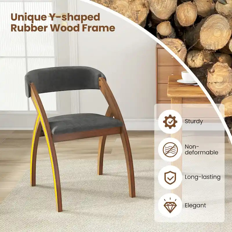 Gymax Dining Chair Set of 4 w/ Padded Cushion Curved Back Arched
