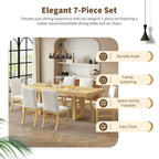 Retro 7-piece Rubber Wood Dining Set with 72 Extendable Butterfly Leaf Table and 6 Upholstered Chairs