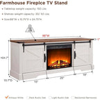 Farmhouse Fireplace TV Stand for 75 TV, Rustic Entertainment Center