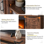 Farmhouse Fireplace TV Stand for 75 TV, Rustic Entertainment Center