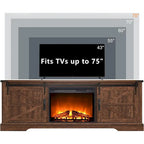 Farmhouse Fireplace TV Stand for 75 TV, Rustic Entertainment Center