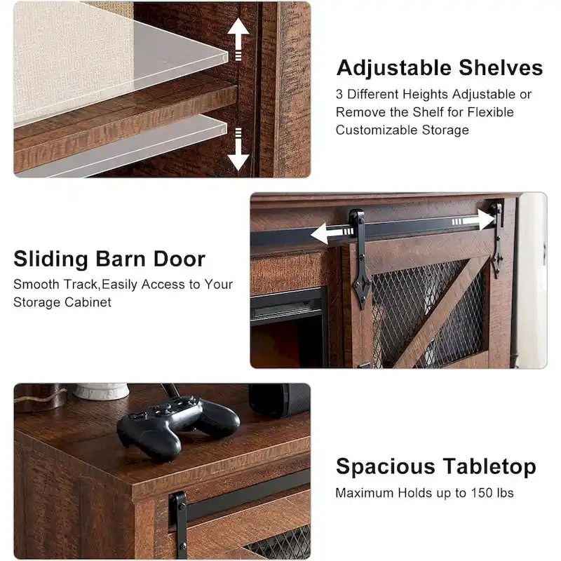 Farmhouse Fireplace TV Stand, Entertainment Center, TV Console
