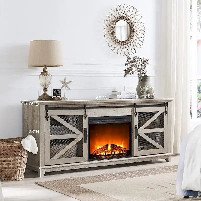 Farmhouse Fireplace TV Stand, Entertainment Center, TV Console