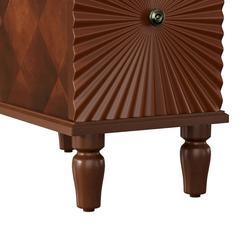 2 Drawer Modern Sofa Side Table, Solid Wood Narrow Side Table, Slim Nightstand for Living Room, Bedroom