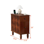 2 Drawer Modern Sofa Side Table, Solid Wood Narrow Side Table, Slim Nightstand for Living Room, Bedroom