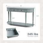 Costway 52 Long Sofa Table with 2 Drawers & Open Shelf Retro Console - See Details