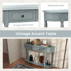 Costway 52 Long Sofa Table with 2 Drawers & Open Shelf Retro Console - See Details