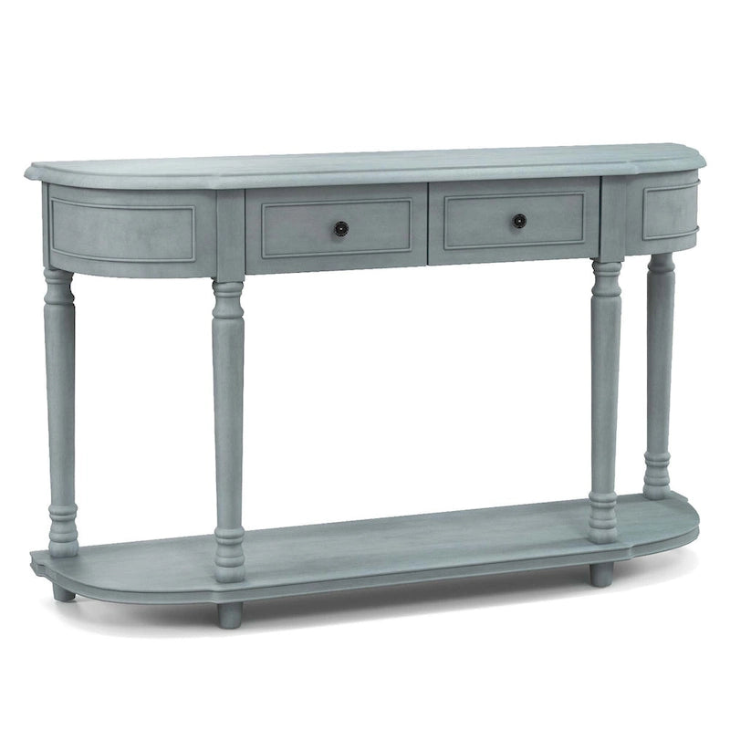 Costway 52 Long Sofa Table with 2 Drawers & Open Shelf Retro Console - See Details
