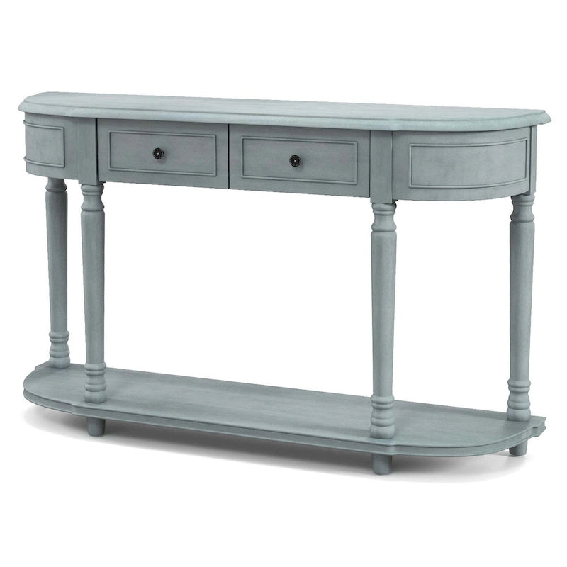 Costway 52 Long Sofa Table with 2 Drawers & Open Shelf Retro Console - See Details