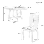 5-Piece Farmhouse Dining Table Set Wood Round Extendable Dining Table and Chair Sets with Nailheads Chairs for Dining Room