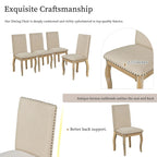 5-Piece Farmhouse Dining Table Set Wood Round Extendable Dining Table and Chair Sets with Nailheads Chairs for Dining Room