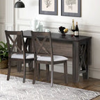 Foldable Multifunctional Dining Table and Chair Sets Home Party Dining Table and Chair Sets with X Shape Table Legs for Kitchen