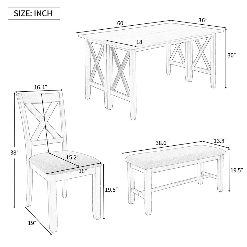 Foldable Multifunctional Dining Table and Chair Sets Home Party Dining Table and Chair Sets with X Shape Table Legs for Kitchen
