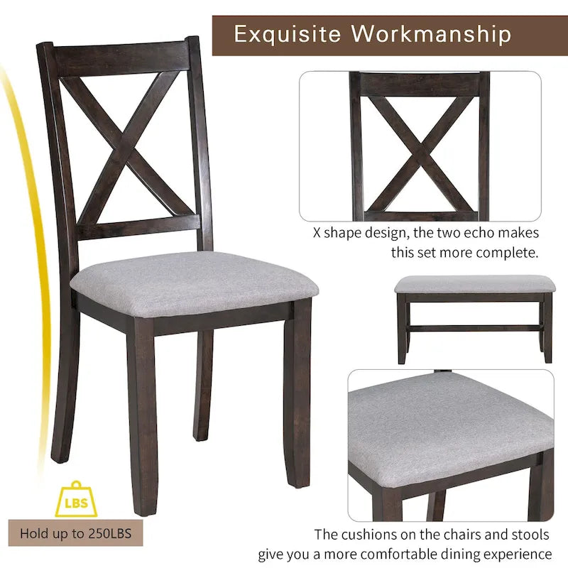 Foldable Multifunctional Dining Table and Chair Sets Home Party Dining Table and Chair Sets with X Shape Table Legs for Kitchen