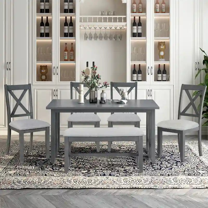 Foldable Multifunctional Dining Table and Chair Sets Home Party Dining Table and Chair Sets with X Shape Table Legs for Kitchen