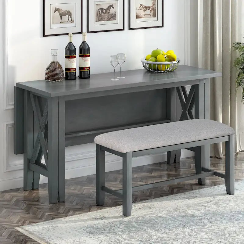Foldable Multifunctional Dining Table and Chair Sets Home Party Dining Table and Chair Sets with X Shape Table Legs for Kitchen