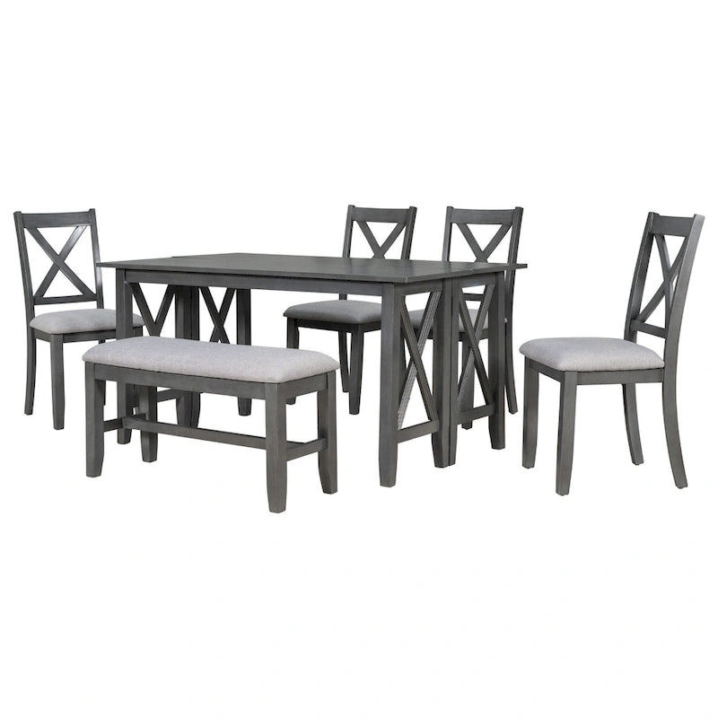 Foldable Multifunctional Dining Table and Chair Sets Home Party Dining Table and Chair Sets with X Shape Table Legs for Kitchen