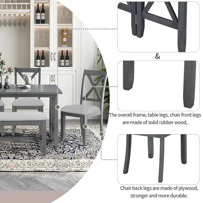 Foldable Multifunctional Dining Table and Chair Sets Home Party Dining Table and Chair Sets with X Shape Table Legs for Kitchen